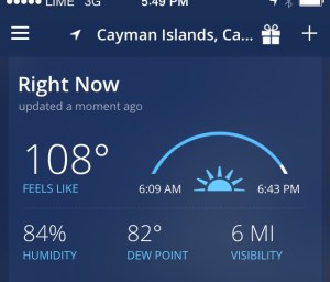 This was at the start of 10.25 miles outdoors (August 29, 2015). Who wants to come run with me in Cayman?