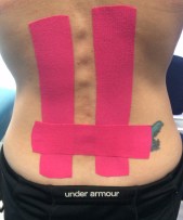My back is taped for extra support.