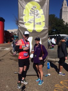 My new running buddy, Ryan! Saw him in Tulsa, here in Baton Rouge and will see him again in Little Rock, where he will run his 100th marathon!